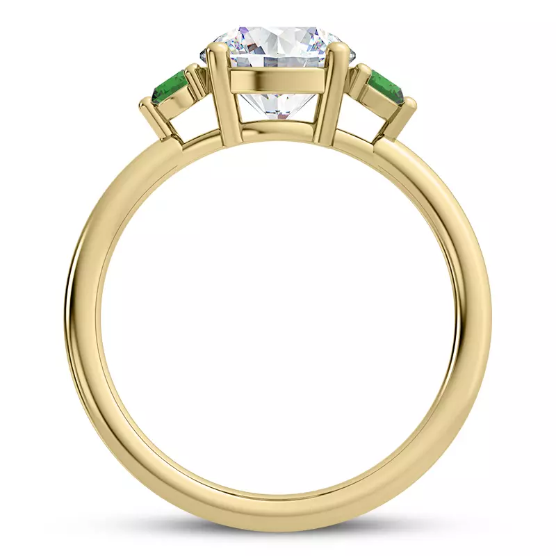 18K Yellow Gold Mavrica Emerald Three-Stone Engagement Ring