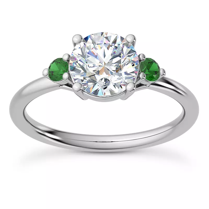 Platinum Mavrica Emerald Three-Stone Engagement Ring