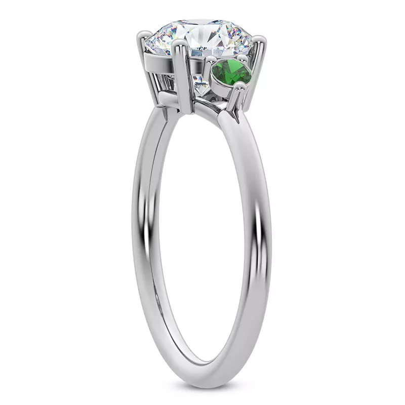 Platinum Mavrica Emerald Three-Stone Engagement Ring