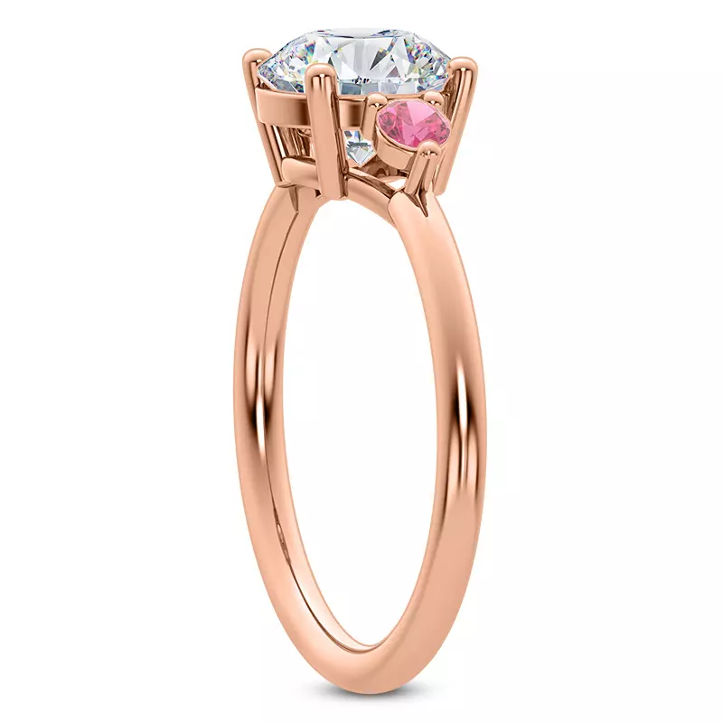 14K Rose Gold Mavrica Pink Sapphire Three-Stone Engagement Ring