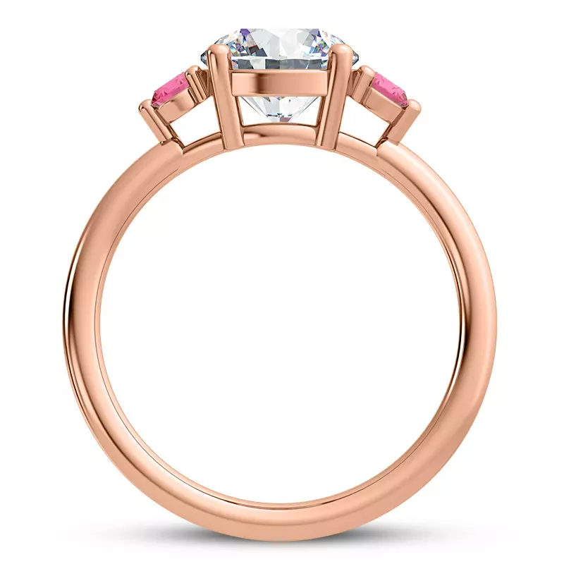 14K Rose Gold Mavrica Pink Sapphire Three-Stone Engagement Ring