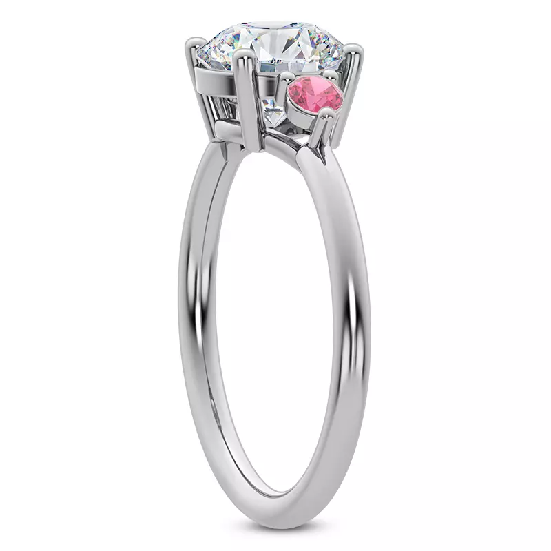 18K White Gold Mavrica Pink Sapphire Three-Stone Engagement Ring