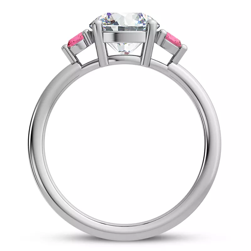 18K White Gold Mavrica Pink Sapphire Three-Stone Engagement Ring