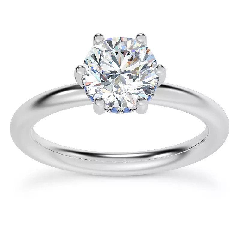 Platinum Colore Sapphire Hidden Halo Engagement Ring
