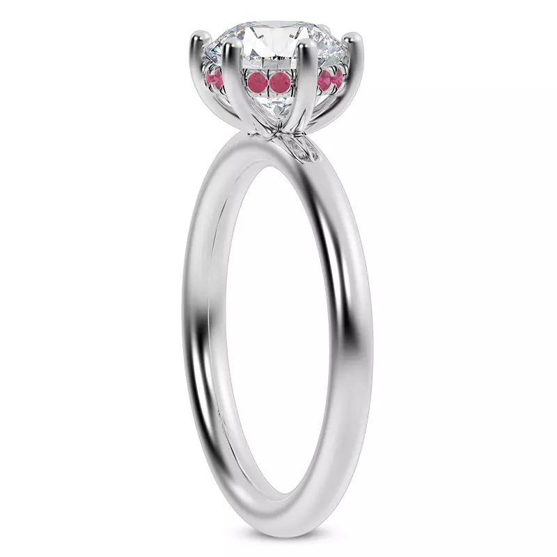 Platinum Colore Ruby Hidden Halo Engagement Ring