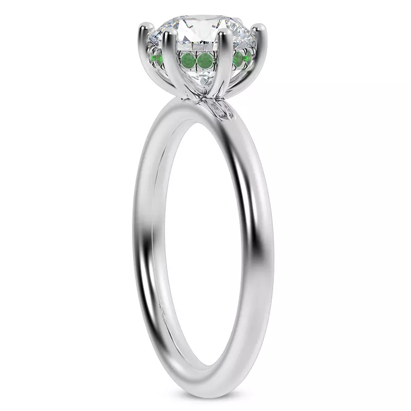 Platinum Colore Emerald Hidden Halo Engagement Ring