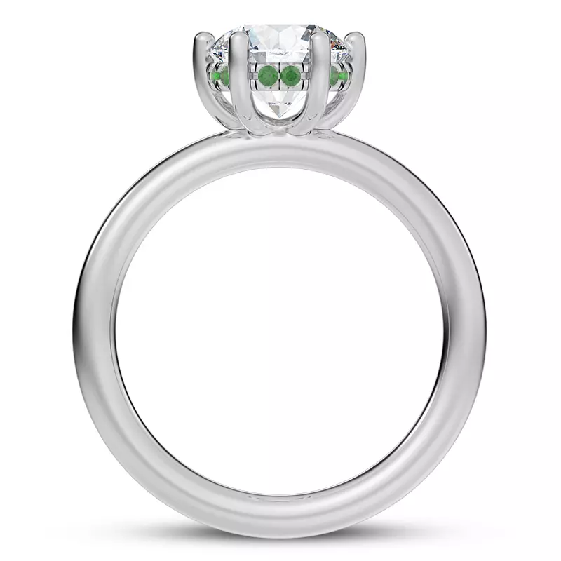 Platinum Colore Emerald Hidden Halo Engagement Ring