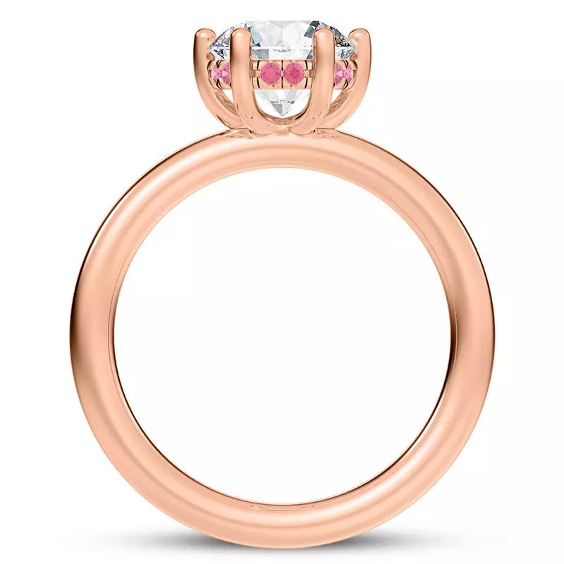 14K Rose Gold Colore Pink Sapphire Hidden Halo Engagement Ring