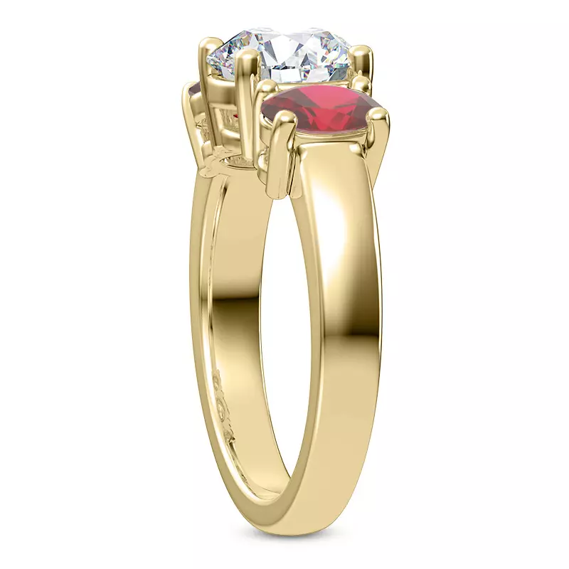 18K Yellow Gold Mavrica Oval Ruby Three-Stone Engagement Ring