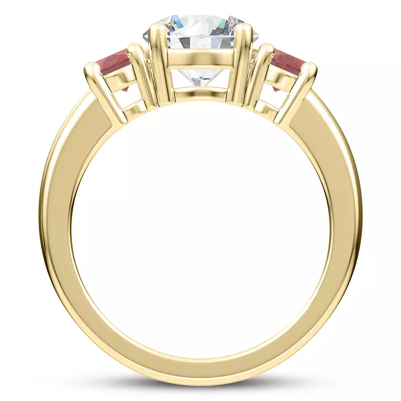18K Yellow Gold Mavrica Oval Ruby Three-Stone Engagement Ring