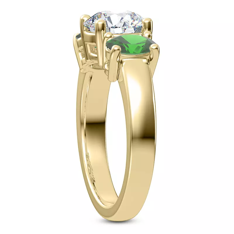 14K Yellow Gold Mavrica Oval-Shaped Emerald Three-Stone Engagement Ring