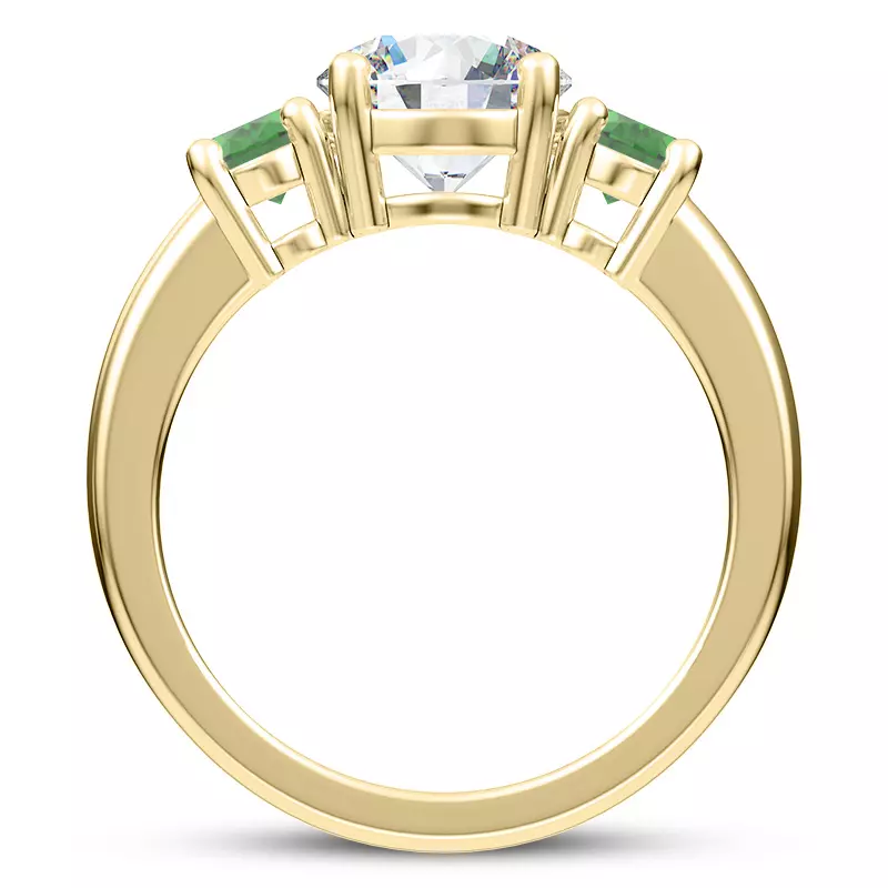 14K Yellow Gold Mavrica Oval-Shaped Emerald Three-Stone Engagement Ring