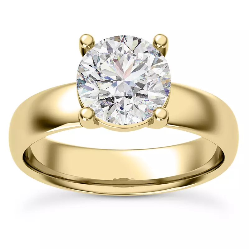 14K Yellow Gold Monaco Wide Solitaire (4MM)