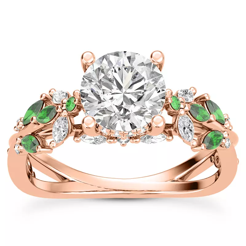 Butterfly And Bee Vine Twist Emerald Engagement Ring