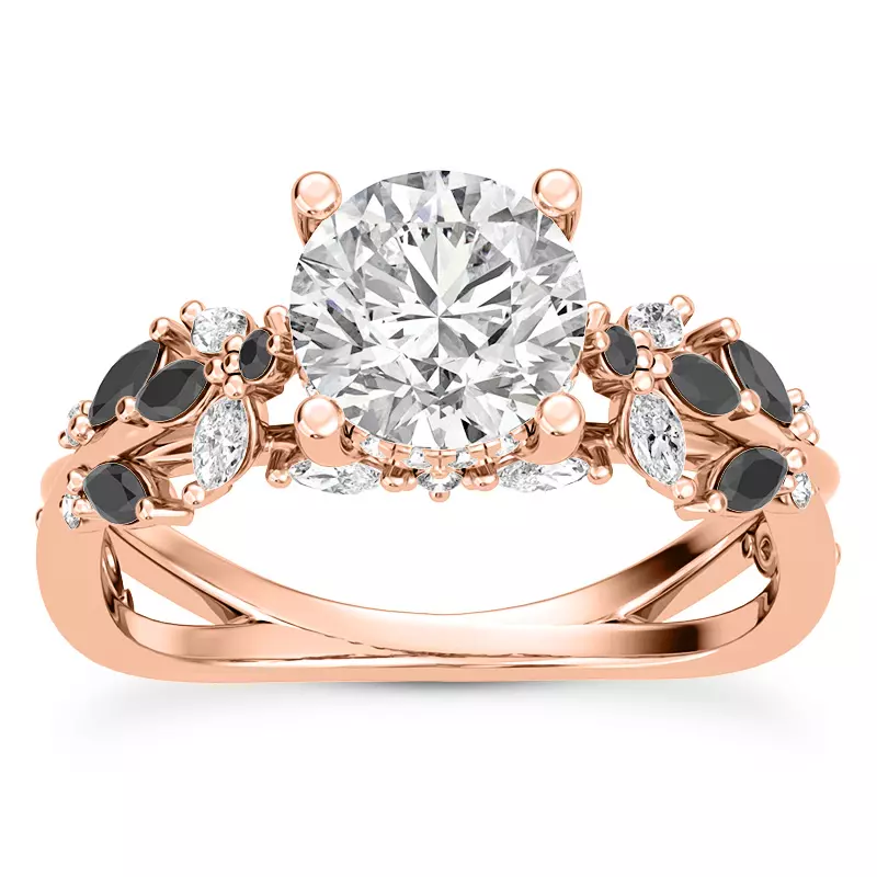 Butterfly And Bee Vine Twist Black Diamond Engagement Ring