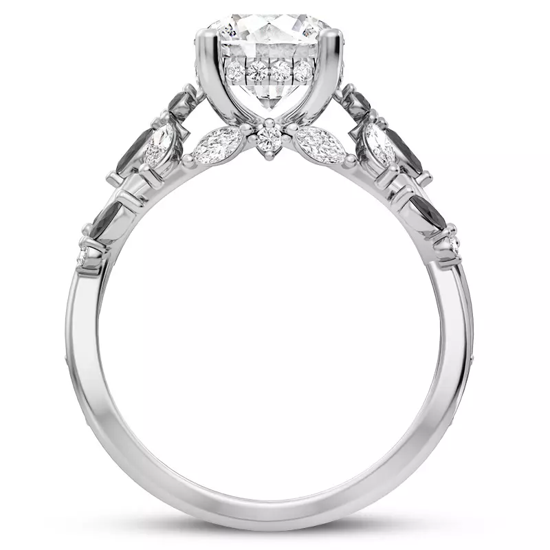 Platinum Butterfly And Bee Vine Twist Black Diamond Engagement Ring