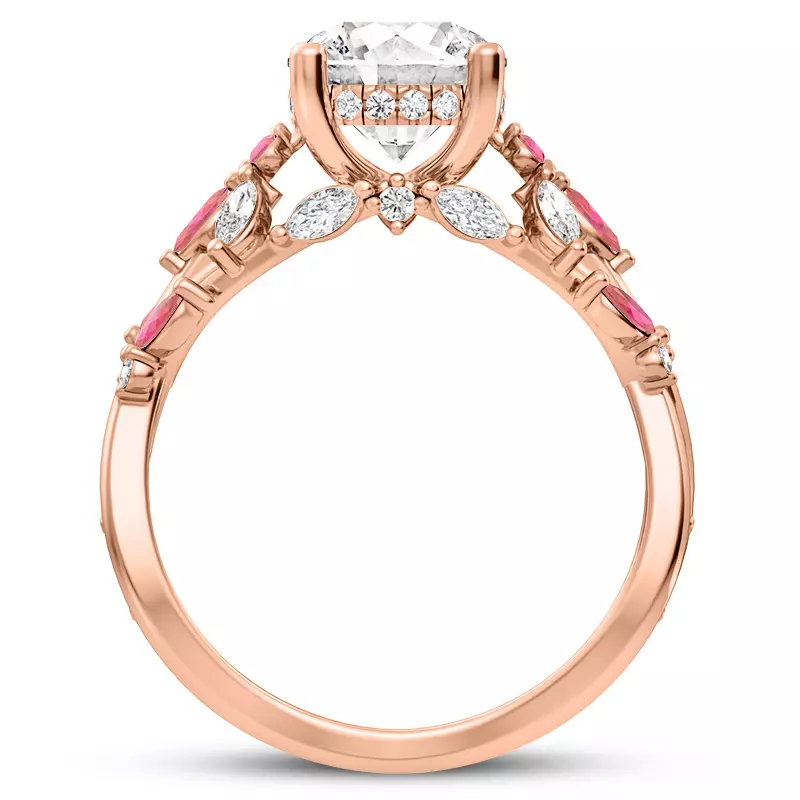 14K Rose Gold Butterfly And Bee Vine Twist Ruby Engagement Ring