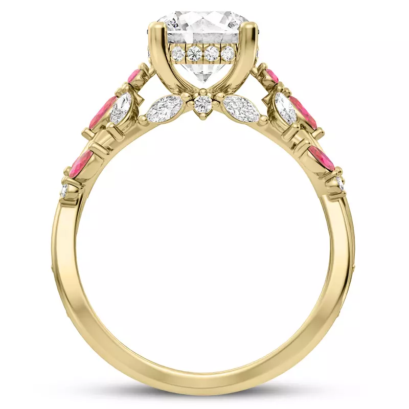 14K Yellow Gold Butterfly And Bee Vine Twist Ruby Engagement Ring