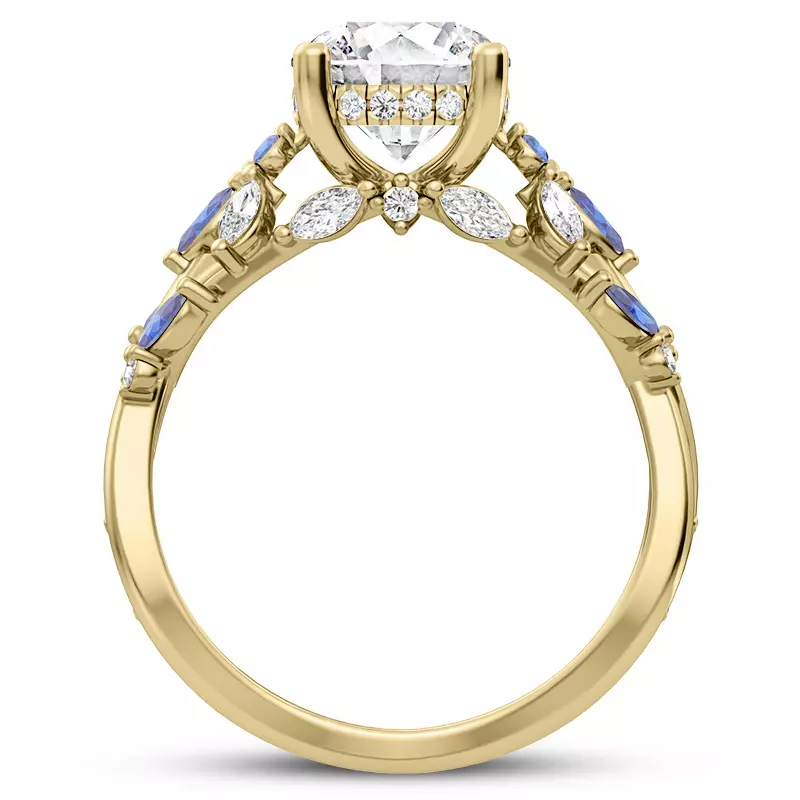 14K Yellow Gold Butterfly And Bee Vine Twist Sapphire Engagement Ring