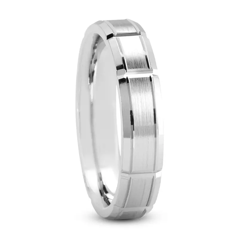 18K White Gold Kaali Satin Finished Block Band (7mm)