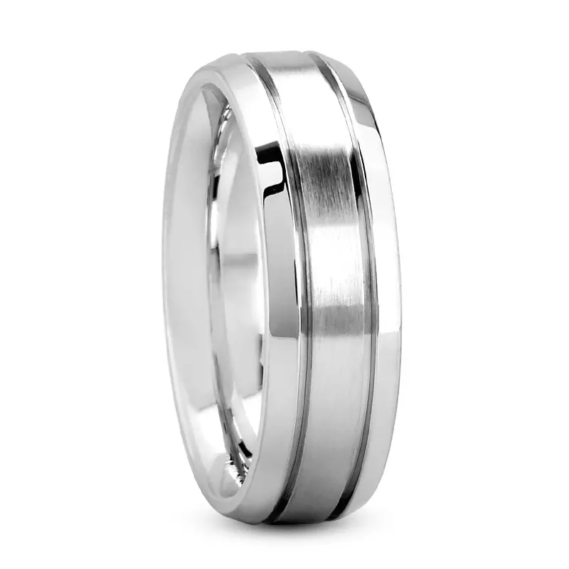 14K White Gold Kaiser Comfort Fit Satin Band (7mm)