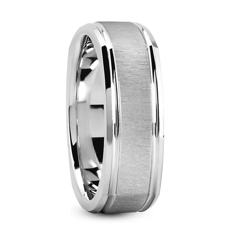 18K White Gold Lime Square Polished and Brushed Band(7mm)