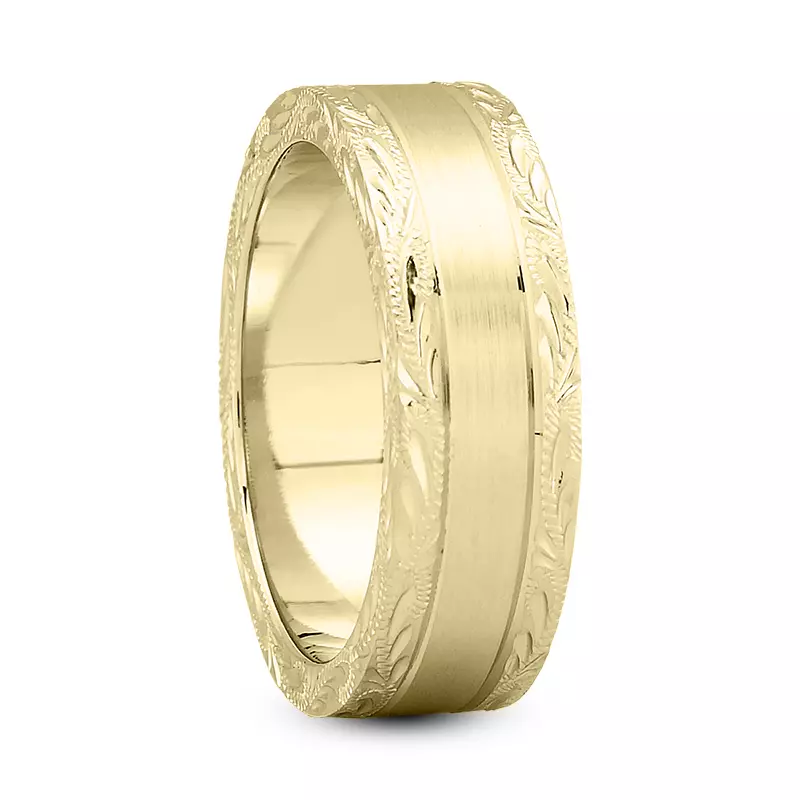 14K Yellow Gold Serena Hand Engraved Band (7mm)