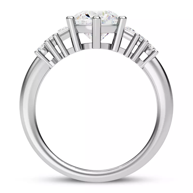 14K White Gold Tia Graduated Baguette And Round Diamond Engagement Ring