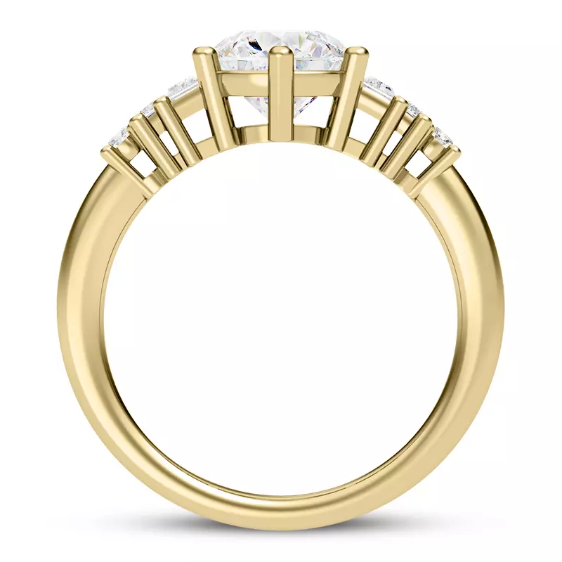14K Yellow Gold Tia Graduated Baguette And Round Diamond Engagement Ring