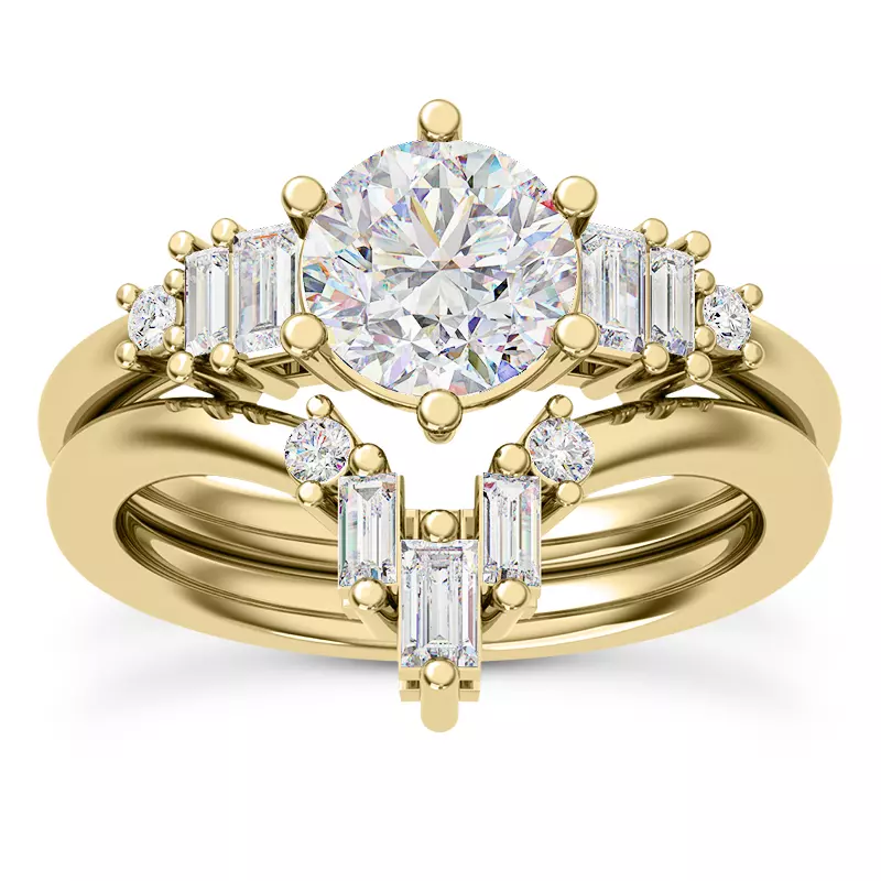 14K Yellow Gold Tia Graduated Baguette And Round Diamond Engagement Ring
