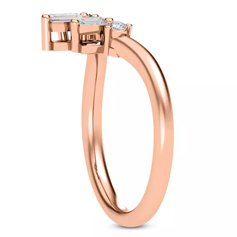 14K Rose Gold Tia Baguette And Round Chevron Band