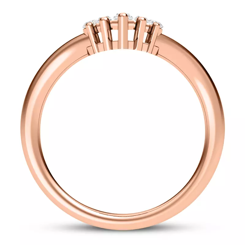 14K Rose Gold Tia Baguette And Round Chevron Band