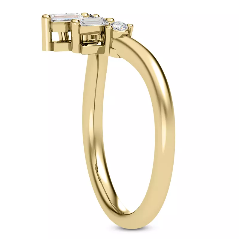 14K Yellow Gold Tia Baguette And Round Chevron Band