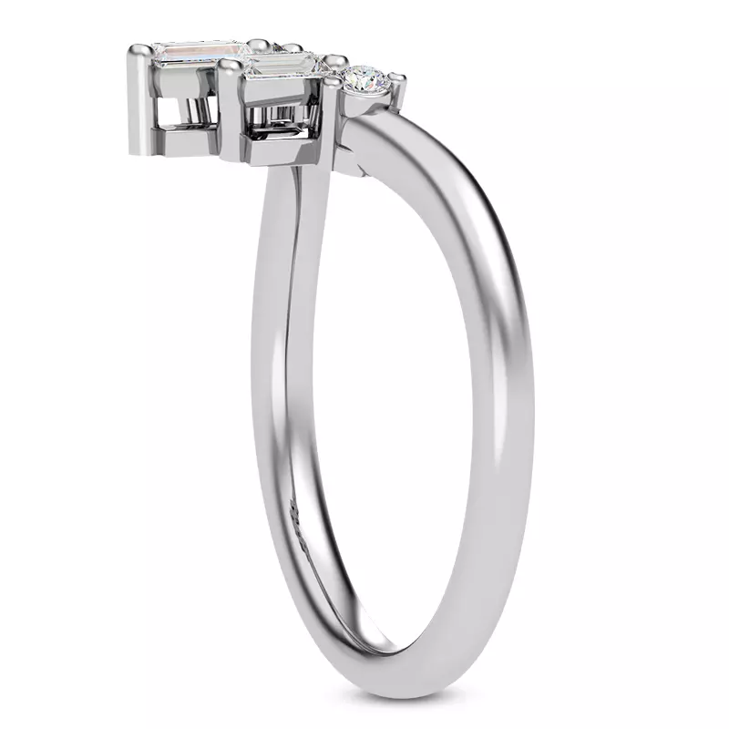 Platinum Tia Baguette And Round Chevron Band