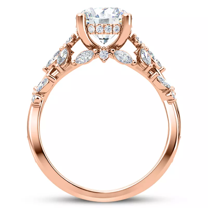 14K Rose Gold Butterfly And Bee Vine Twist Lab Engagement Ring
