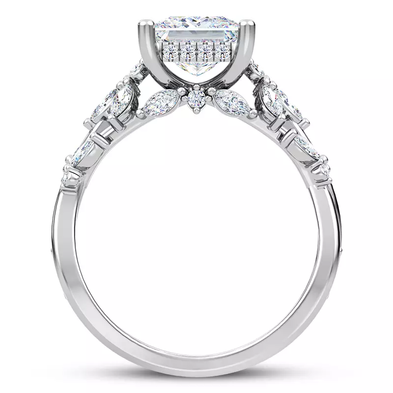 14K White Gold Butterfly And Bee Vine Twist Lab Engagement Ring