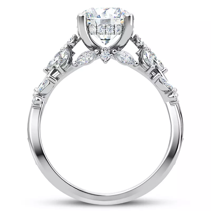 14K White Gold Butterfly And Bee Vine Twist Engagement Ring