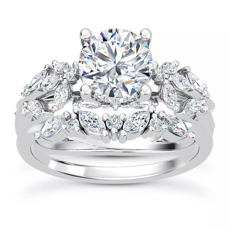 14K White Gold Butterfly And Bee Vine Twist Engagement Ring