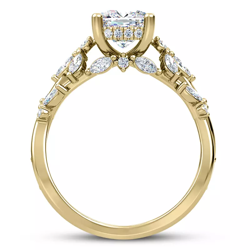 14K Yellow Gold Butterfly And Bee Vine Twist Engagement Ring