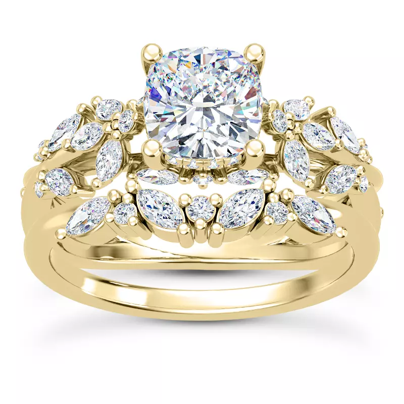 14K Yellow Gold Butterfly And Bee Vine Twist Engagement Ring