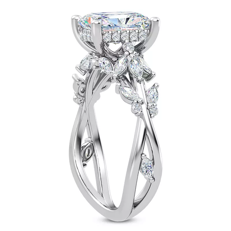 Platinum Butterfly And Bee Vine Twist Engagement Ring