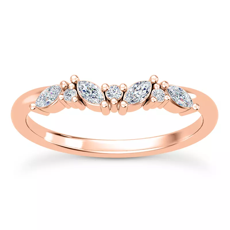 14K Rose Gold Butterfly And Bee Curved Diamond Band 