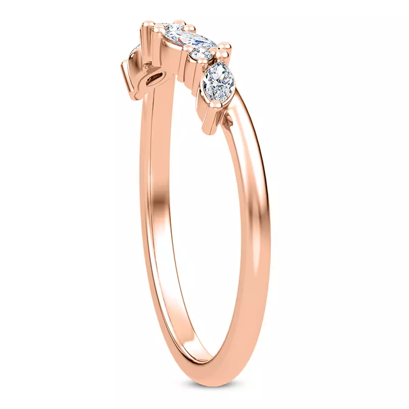 14K Rose Gold Butterfly And Bee Curved Diamond Band 