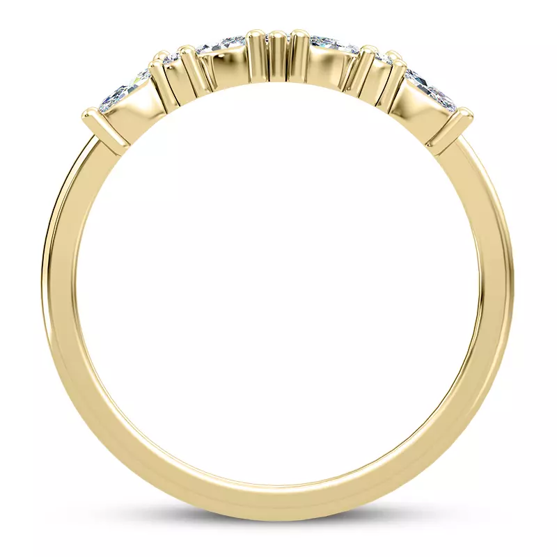 18K Yellow Gold Butterfly And Bee Curved Diamond Band 