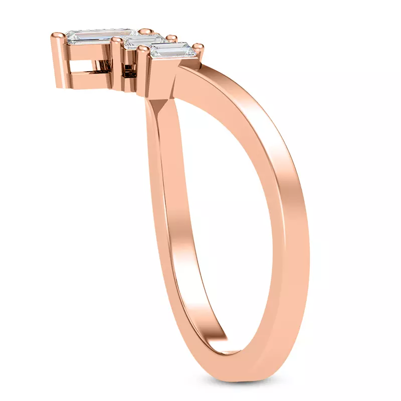 14K Rose Gold Lyric Baguette Diamond Chevron Band