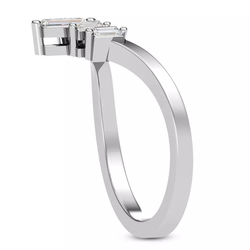 18K White Gold Lyric Baguette Diamond Chevron Band
