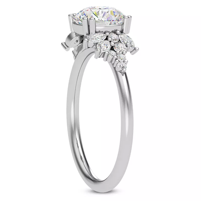 14K White Gold Calla Graduated Mixed-Shape Diamond Engagement Ring