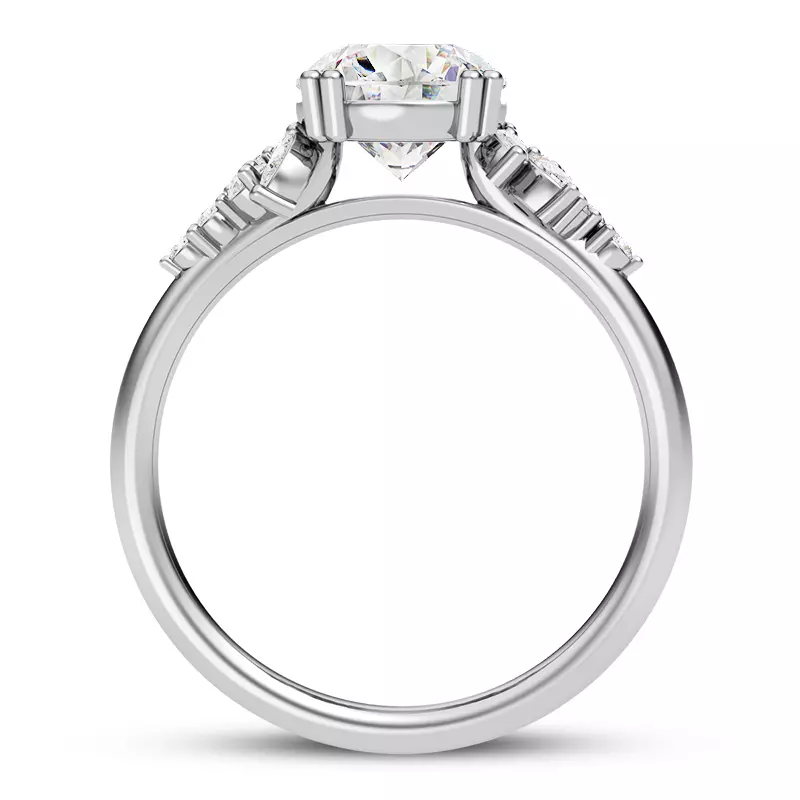 14K White Gold Calla Graduated Mixed-Shape Diamond Engagement Ring