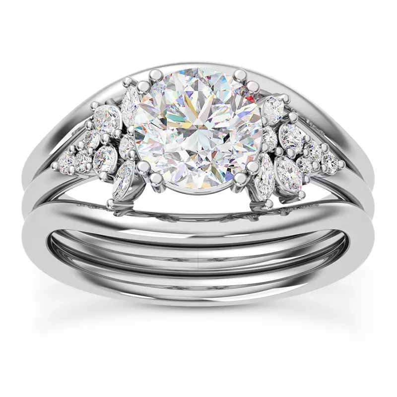 14K White Gold Calla Graduated Mixed-Shape Diamond Engagement Ring
