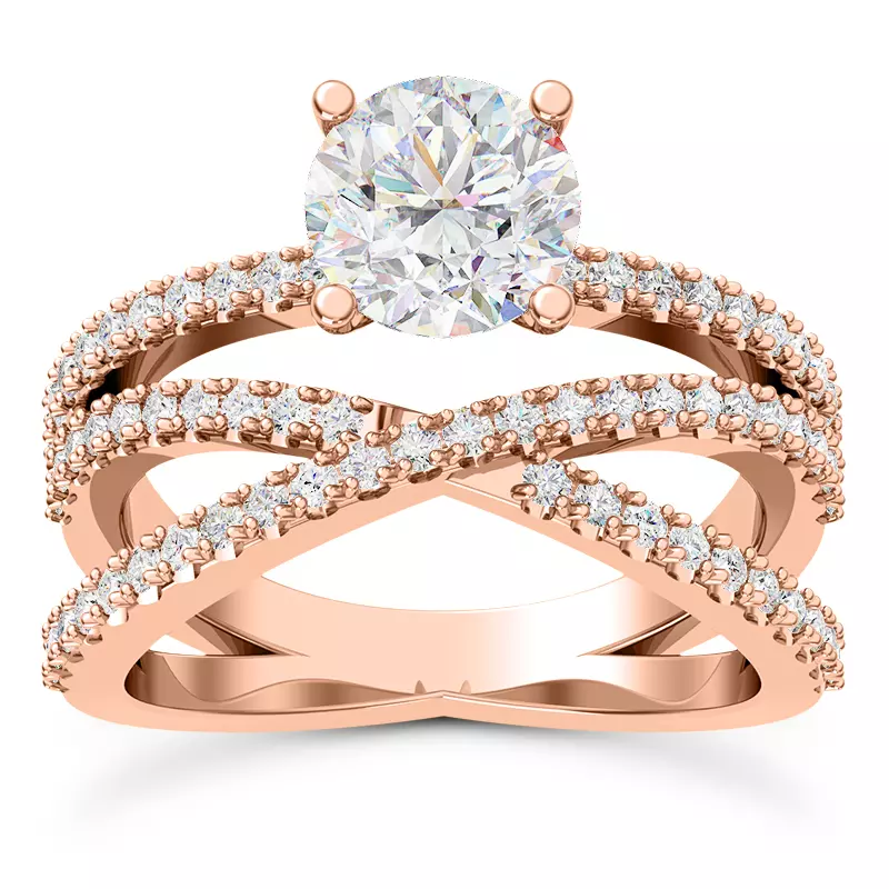 14K Rose Gold Azra Pavé Crossover Engagement Ring